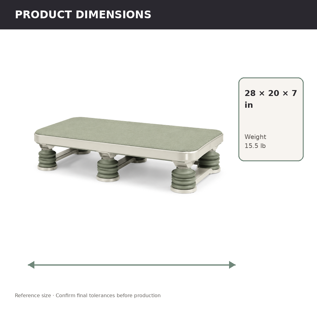 Product dimensions and room clearance